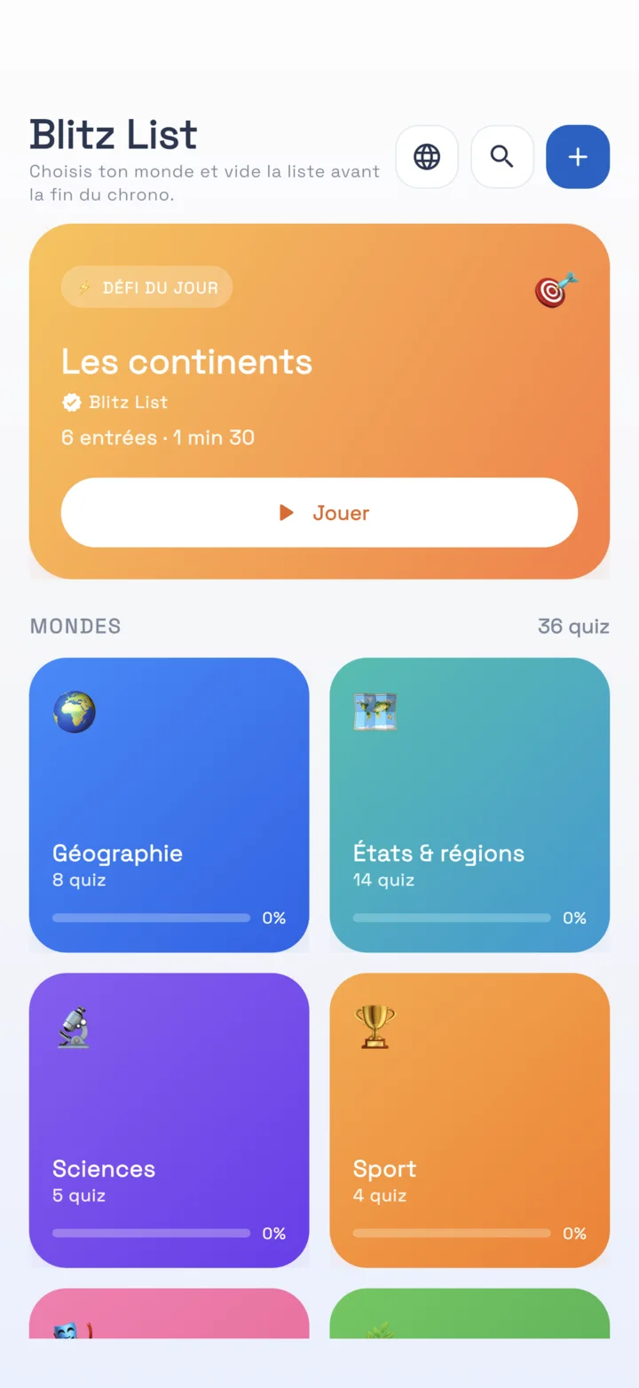 Accueil Blitz List et défi du jour